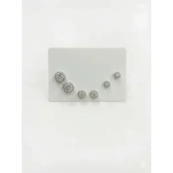 Rodyum Zirkon Taşlı Pirinç Altılı  Kombin Küpe - Kp00622