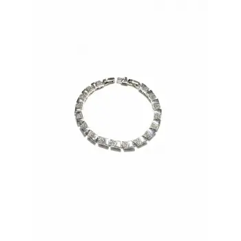 Rodyum Zirkon Taşlı Pirinç Cm Bileklik 17+2 Cm  - Kbl0433