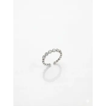 Ayarlanabilir Rodyum Zirkon Taşlı Pirinç Bijuteri Yüzük - Yz0258-1