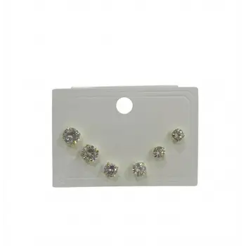   Zirkon Taşlı Pirinç Altılı  Kombin Küpe - Kp00610