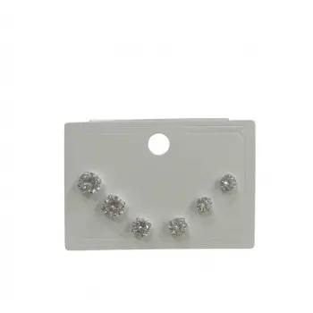 Rodyum Zirkon Taşlı Pirinç Altılı  Kombin Küpe - Kp00611