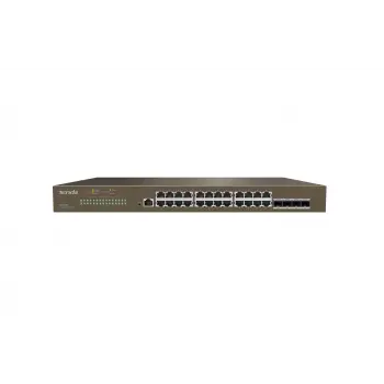 Tenda TEG5328F 24 Port 10-100-1000 Switch 4 Port SFP Yönetilebilir L2 Çelik Kasa Rack Mount