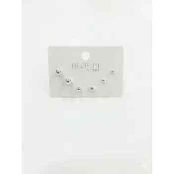 Rodyum Zirkon Taşlı Pirinç Altılı  Kombin Küpe - Kp00589