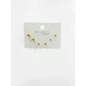   Zirkon Taşlı Pirinç Altılı  Kombin Küpe - Kp00588