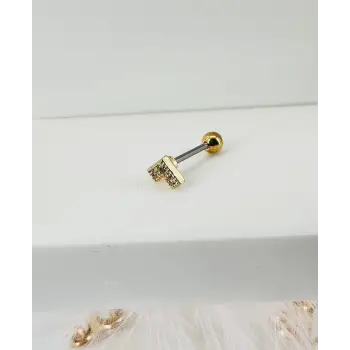 Zirkon Taşlı Uç Kısmı : Pirinç Kıkırdak Bar Uzunluğu : 6 Mm / Bar Kalınlığı 0.8 Mm / Top Boyu 3 Mm - Pt0008-1