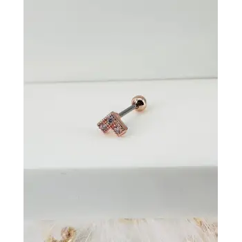 Rose Zirkon Taşlı Uç Kısmı : Pirinç Kıkırdak Bar Uzunluğu : 6 Mm / Bar Kalınlığı 0.8 Mm / Top Boyu 3 Mm - Pt0008-2