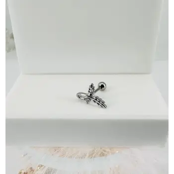 Rodyum Zirkon Taşlı Uç Kısmı : Pirinç Kıkırdak Bar Uzunluğu : 6 Mm / Bar Kalınlığı 0.8 Mm / Top Boyu 3 Mm - Pt0036