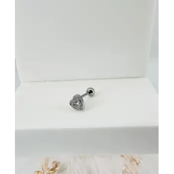 Rodyum Zirkon Taşlı Uç Kısmı : Pirinç Kıkırdak Bar Uzunluğu : 6 Mm / Bar Kalınlığı 0.8 Mm / Top Boyu 3 Mm - Pt0007