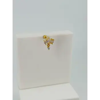 Zirkon Taşlı Uç Kısmı : Pirinç Kıkırdak Bar Uzunluğu : 6 Mm / Bar Kalınlığı 0.8 Mm / Top Boyu 3 Mm - Pt0047-1