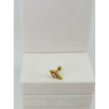 Zirkon Taşlı Uç Kısmı : Pirinç Kıkırdak Bar Uzunluğu : 6 Mm / Bar Kalınlığı 0.8 Mm / Top Boyu 3 Mm  - Pt0065-1