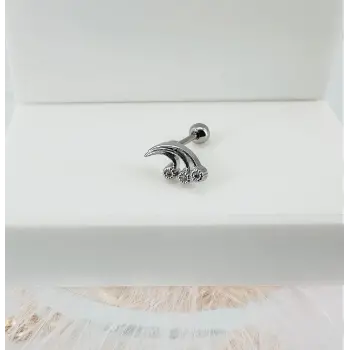Rodyum Zirkon Taşlı Uç Kısmı : Pirinç Kıkırdak Bar Uzunluğu : 6 Mm / Bar Kalınlığı 0.8 Mm / Top Boyu 3 Mm - Pt0034