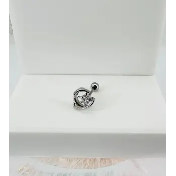 Rodyum Zirkon Taşlı Uç Kısmı : Pirinç Kıkırdak Bar Uzunluğu : 6 Mm / Bar Kalınlığı 0.8 Mm / Top Boyu 3 Mm - Pt0032