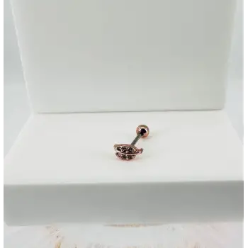 Rose Zirkon Taşlı Uç Kısmı : Pirinç Kıkırdak Bar Uzunluğu : 6 Mm / Bar Kalınlığı 0.8 Mm / Top Boyu 3 Mm - Pt0016-2