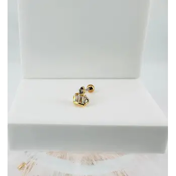 Zirkon Taşlı Uç Kısmı : Pirinç Kıkırdak Bar Uzunluğu : 6 Mm / Bar Kalınlığı 0.8 Mm / Top Boyu 3 Mm - Pt0043-1