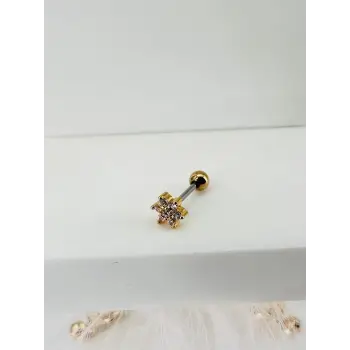 Zirkon Taşlı Uç Kısmı : Pirinç Kıkırdak Bar Uzunluğu : 6 Mm / Bar Kalınlığı 0.8 Mm / Top Boyu 3 Mm - Pt0002-1