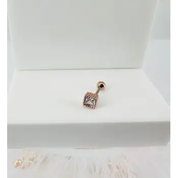 Rose Zirkon Taşlı Uç Kısmı : Pirinç Kıkırdak Bar Uzunluğu : 6 Mm / Bar Kalınlığı 0.8 Mm / Top Boyu 3 Mm - Pt0015-2