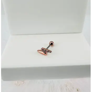 Rose Zirkon Taşlı Uç Kısmı : Pirinç Kıkırdak Bar Uzunluğu : 6 Mm / Bar Kalınlığı 0.8 Mm / Top Boyu 3 Mm - Pt0010-2