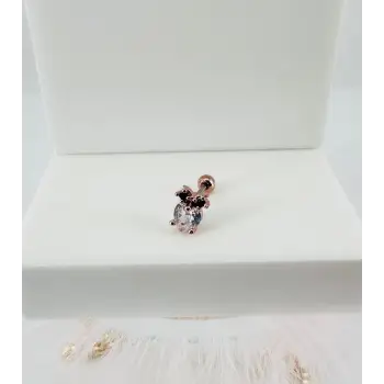 Rose Zirkon Taşlı Uç Kısmı : Pirinç Kıkırdak Bar Uzunluğu : 6 Mm / Bar Kalınlığı 0.8 Mm / Top Boyu 3 Mm - Pt0017-2