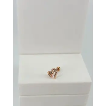 Rose Zirkon Taşlı Uç Kısmı : Pirinç Kıkırdak Bar Uzunluğu : 6 Mm / Bar Kalınlığı 0.8 Mm / Top Boyu 3 Mm  - Pt0064-2