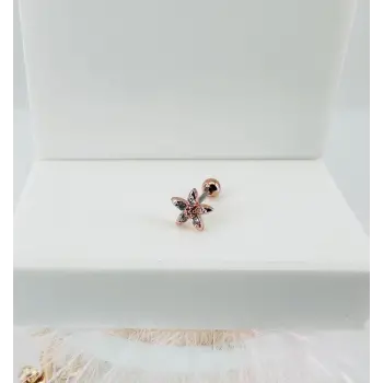 Rose Zirkon Taşlı Uç Kısmı : Pirinç Kıkırdak Bar Uzunluğu : 6 Mm / Bar Kalınlığı 0.8 Mm / Top Boyu 3 Mm - Pt0024-2