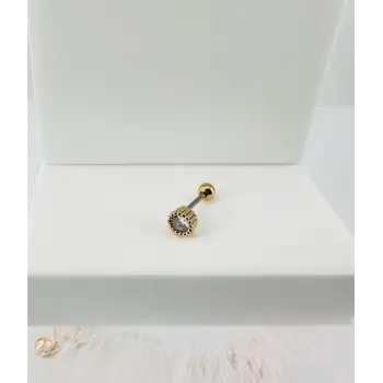 Zirkon Taşlı Uç Kısmı : Pirinç Kıkırdak Bar Uzunluğu : 6 Mm / Bar Kalınlığı 0.8 Mm / Top Boyu 3 Mm - Pt0013-1