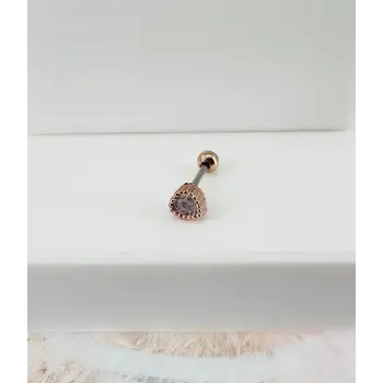 Rose Zirkon Taşlı Uç Kısmı : Pirinç Kıkırdak Bar Uzunluğu : 6 Mm / Bar Kalınlığı 0.8 Mm / Top Boyu 3 Mm - Pt0029-2