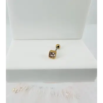 Zirkon Taşlı Uç Kısmı : Pirinç Kıkırdak Bar Uzunluğu : 6 Mm / Bar Kalınlığı 0.8 Mm / Top Boyu 3 Mm - Pt0015-1