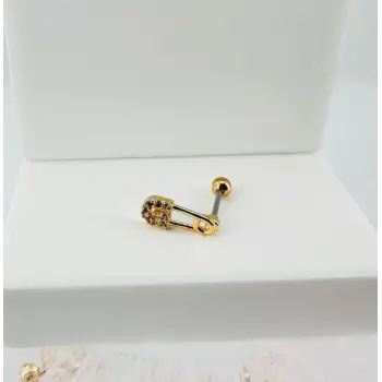 Zirkon Taşlı Uç Kısmı : Pirinç Kıkırdak Bar Uzunluğu : 6 Mm / Bar Kalınlığı 0.8 Mm / Top Boyu 3 Mm - Pt0012-1