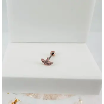 Rose Zirkon Taşlı Uç Kısmı : Pirinç Kıkırdak Bar Uzunluğu : 6 Mm / Bar Kalınlığı 0.8 Mm / Top Boyu 3 Mm - Pt0037-2