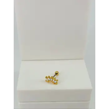 Zirkon Taşlı Uç Kısmı : Pirinç Kıkırdak Bar Uzunluğu : 6 Mm / Bar Kalınlığı 0.8 Mm / Top Boyu 3 Mm  - Pt0061-1
