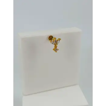 Zirkon Taşlı Uç Kısmı : Pirinç Kıkırdak Bar Uzunluğu : 6 Mm / Bar Kalınlığı 0.8 Mm / Top Boyu 3 Mm - Pt0044-1