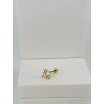 Zirkon Taşlı Uç Kısmı : Pirinç Kıkırdak Bar Uzunluğu : 6 Mm / Bar Kalınlığı 0.8 Mm / Top Boyu 3 Mm  - Pt0051-1
