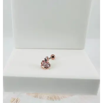 Rose Zirkon Taşlı Uç Kısmı : Pirinç Kıkırdak Bar Uzunluğu : 6 Mm / Bar Kalınlığı 0.8 Mm / Top Boyu 3 Mm - Pt0043-2