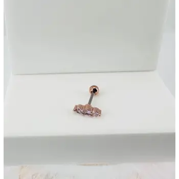 Rose Zirkon Taşlı Uç Kısmı : Pirinç Kıkırdak Bar Uzunluğu : 6 Mm / Bar Kalınlığı 0.8 Mm / Top Boyu 3 Mm - Pt0018-2