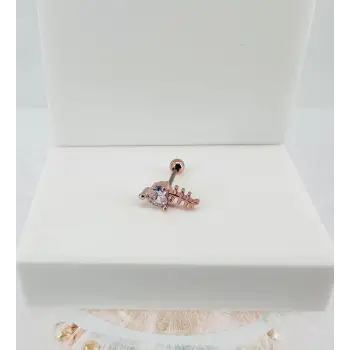 Rose Zirkon Taşlı Uç Kısmı : Pirinç Kıkırdak Bar Uzunluğu : 6 Mm / Bar Kalınlığı 0.8 Mm / Top Boyu 3 Mm - Pt0039-2