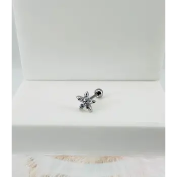 Rodyum Zirkon Taşlı Uç Kısmı : Pirinç Kıkırdak Bar Uzunluğu : 6 Mm / Bar Kalınlığı 0.8 Mm / Top Boyu 3 Mm - Pt0024