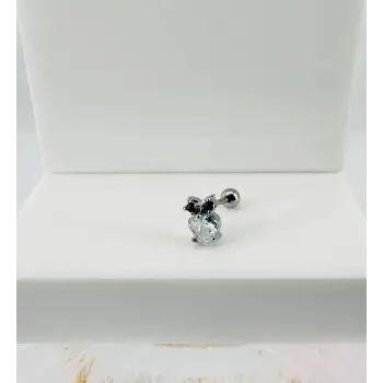 Rodyum Zirkon Taşlı Uç Kısmı : Pirinç Kıkırdak Bar Uzunluğu : 6 Mm / Bar Kalınlığı 0.8 Mm / Top Boyu 3 Mm - Pt0017