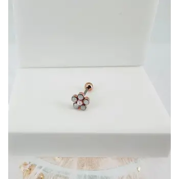 Rose Zirkon Taşlı Uç Kısmı : Pirinç Kıkırdak Bar Uzunluğu : 6 Mm / Bar Kalınlığı 0.8 Mm / Top Boyu 3 Mm - Pt0040-2