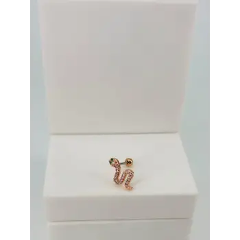 Rose Zirkon Taşlı Uç Kısmı : Pirinç Kıkırdak Bar Uzunluğu : 6 Mm / Bar Kalınlığı 0.8 Mm / Top Boyu 3 Mm  - Pt0058-2