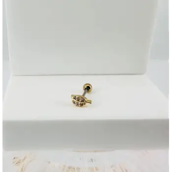 Zirkon Taşlı Uç Kısmı : Pirinç Kıkırdak Bar Uzunluğu : 6 Mm / Bar Kalınlığı 0.8 Mm / Top Boyu 3 Mm - Pt0016-1