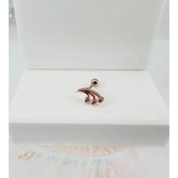 Rose Zirkon Taşlı Uç Kısmı : Pirinç Kıkırdak Bar Uzunluğu : 6 Mm / Bar Kalınlığı 0.8 Mm / Top Boyu 3 Mm - Pt0034-2