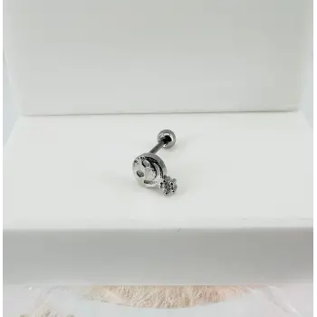 Rodyum Zirkon Taşlı Uç Kısmı : Pirinç Kıkırdak Bar Uzunluğu : 6 Mm / Bar Kalınlığı 0.8 Mm / Top Boyu 3 Mm - Pt0030