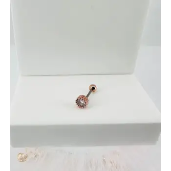 Rose Zirkon Taşlı Uç Kısmı : Pirinç Kıkırdak Bar Uzunluğu : 6 Mm / Bar Kalınlığı 0.8 Mm / Top Boyu 3 Mm - Pt0013-2