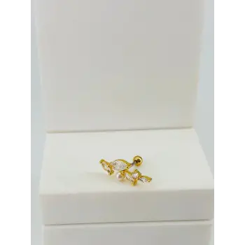 Zirkon Taşlı Uç Kısmı : Pirinç Kıkırdak Bar Uzunluğu : 6 Mm / Bar Kalınlığı 0.8 Mm / Top Boyu 3 Mm - Pt0069-1