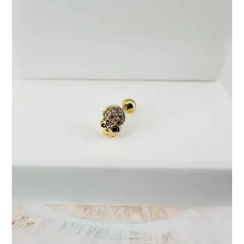Zirkon Taşlı Uç Kısmı : Pirinç Kıkırdak Bar Uzunluğu : 6 Mm / Bar Kalınlığı 0.8 Mm / Top Boyu 3 Mm - Pt0033-1