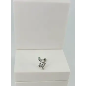 Rodyum Zirkon Taşlı Uç Kısmı : Pirinç Kıkırdak Bar Uzunluğu : 6 Mm / Bar Kalınlığı 0.8 Mm / Top Boyu 3 Mm  - Pt0058