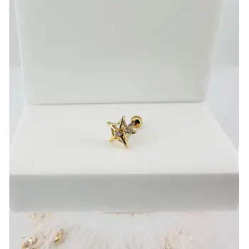 Zirkon Taşlı Uç Kısmı : Pirinç Kıkırdak Bar Uzunluğu : 6 Mm / Bar Kalınlığı 0.8 Mm / Top Boyu 3 Mm - Pt0014-1