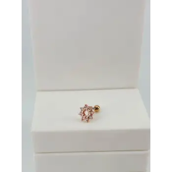 Rose Zirkon Taşlı Uç Kısmı : Pirinç Kıkırdak Bar Uzunluğu : 6 Mm / Bar Kalınlığı 0.8 Mm / Top Boyu 3 Mm   - Pt0068-2