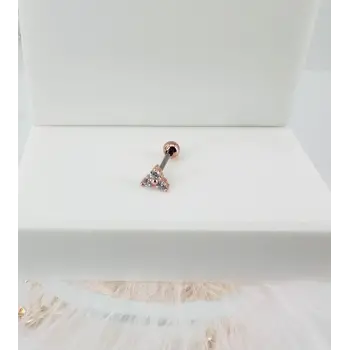Rose Zirkon Taşlı Uç Kısmı : Pirinç Kıkırdak Bar Uzunluğu : 6 Mm / Bar Kalınlığı 0.8 Mm / Top Boyu 3 Mm - Pt0035-2