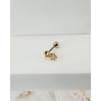 Zirkon Taşlı Uç Kısmı : Pirinç Kıkırdak Bar Uzunluğu : 6 Mm / Bar Kalınlığı 0.8 Mm / Top Boyu 3 Mm - Pt0009-1